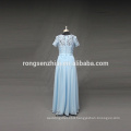 ED Bridal Real Sample Short Sleeves A-line Sky Blue Lace Bridesmaid Dress Chiffon Long